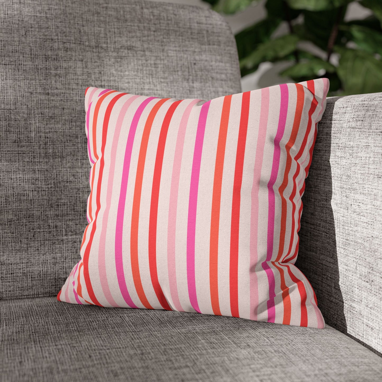 Pink and Orange Striped Pattern Throw Pillow Cover