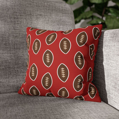 Hand-Drawn Football Throw Pillow Cover | Dark Red
