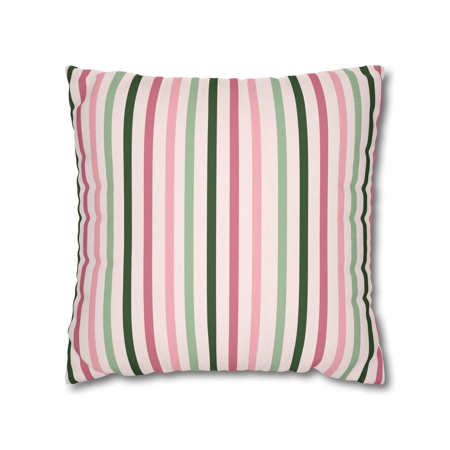 Pink and Green Striped Pattern Throw Pillow Cover