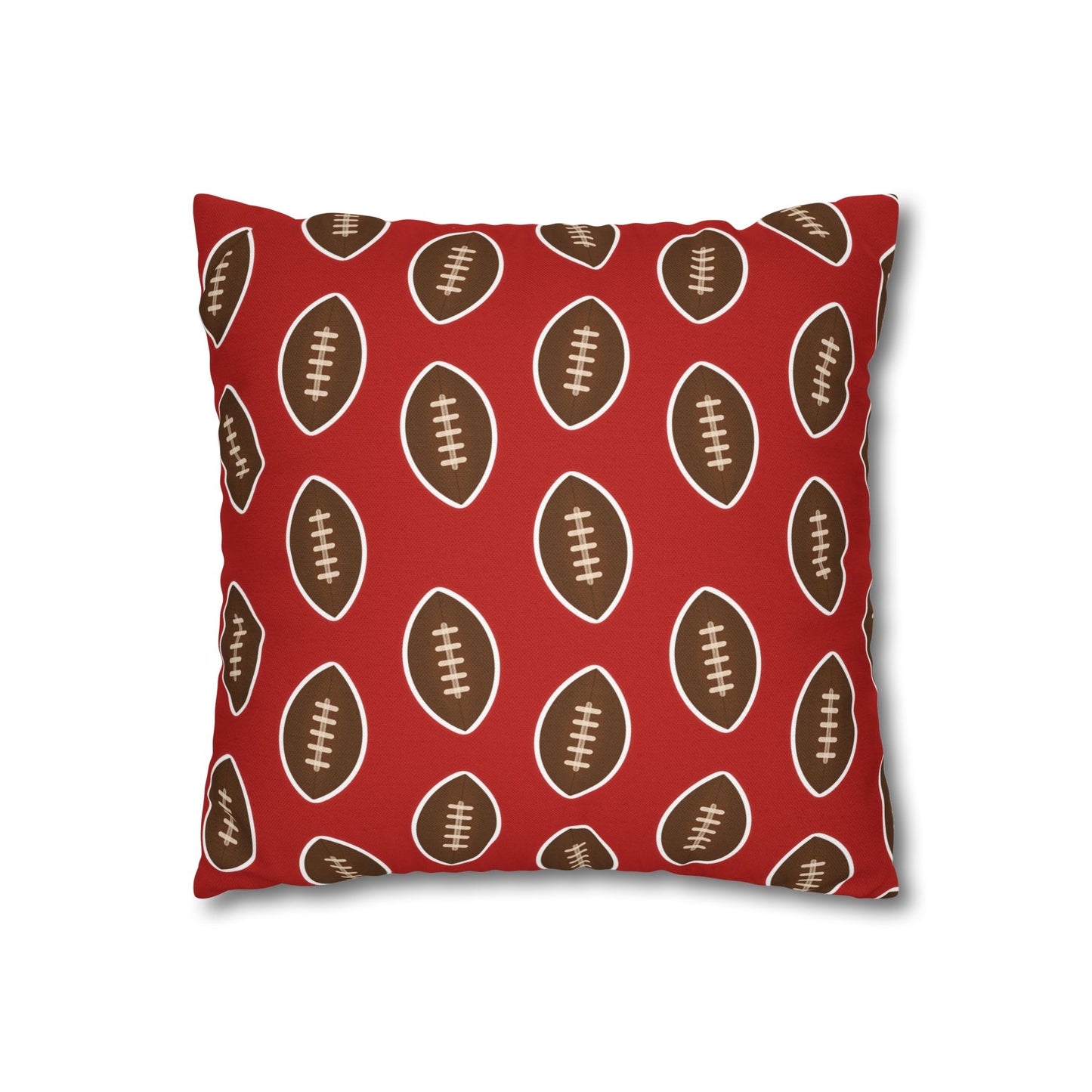 Hand-Drawn Football Throw Pillow Cover | Dark Red