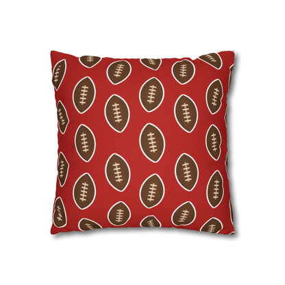 Hand-Drawn Football Throw Pillow Cover | Dark Red