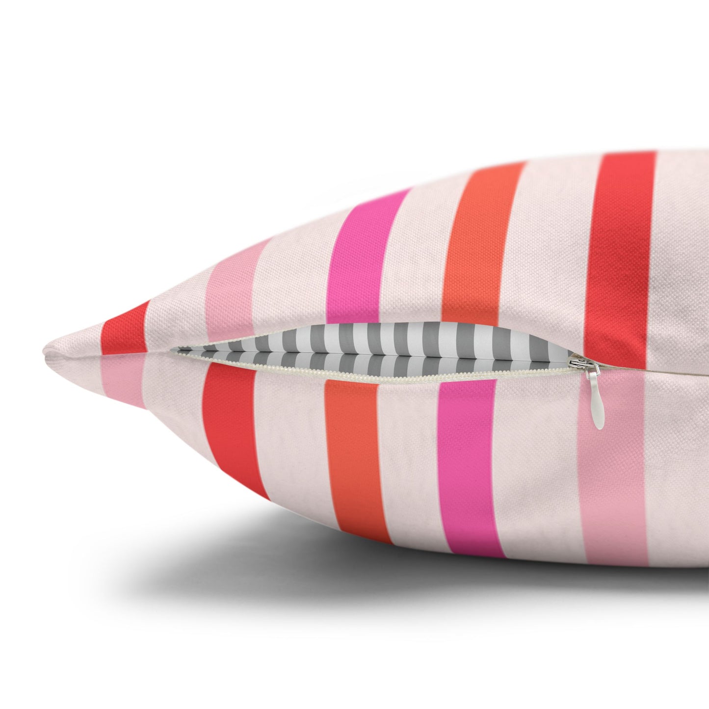 Pink and Orange Striped Pattern Throw Pillow Cover