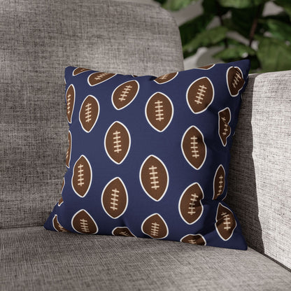 Hand-Drawn Football Throw Pillow Cover | Navy Blue