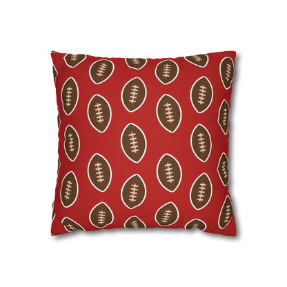 Hand-Drawn Football Throw Pillow Cover | Dark Red