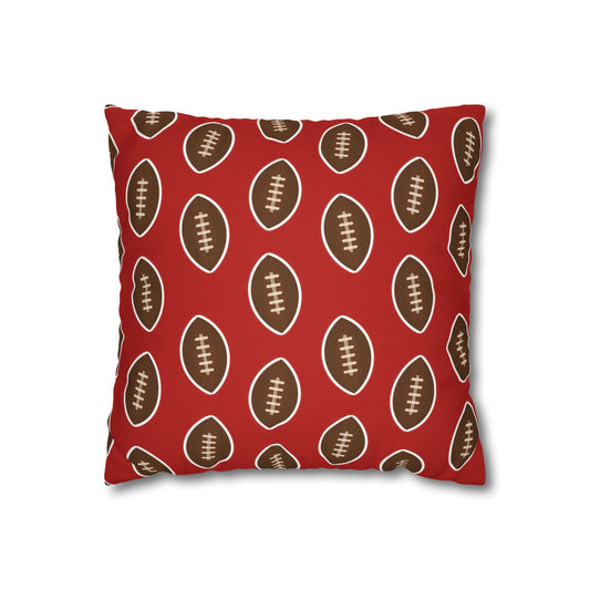 Hand-Drawn Football Throw Pillow Cover | Dark Red