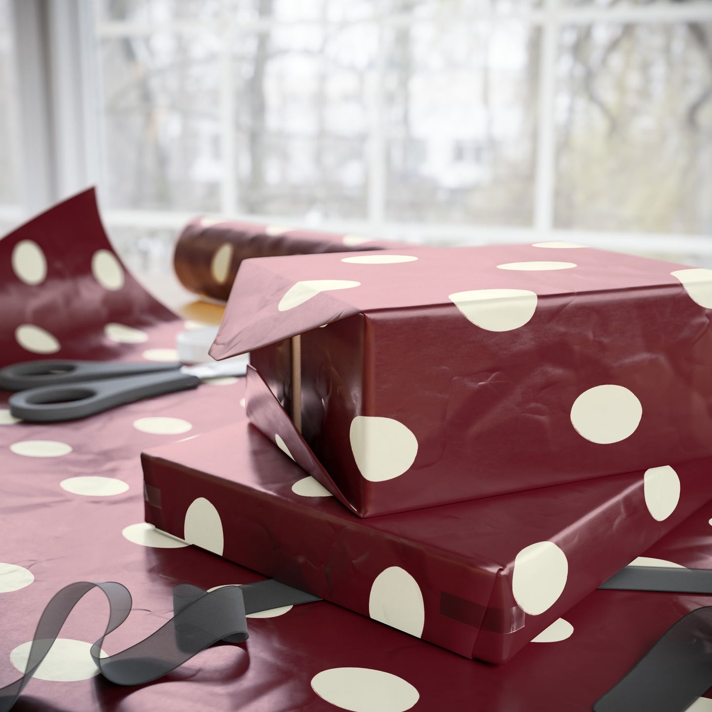 Crimson Red Polka Dot Wrapping Paper