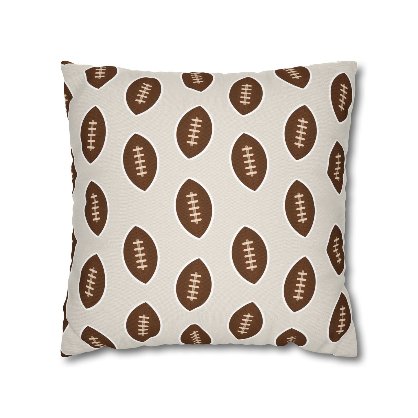 Hand-Drawn Football Throw Pillow Cover | Khaki