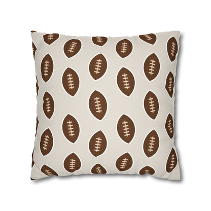 Hand-Drawn Football Throw Pillow Cover | Khaki