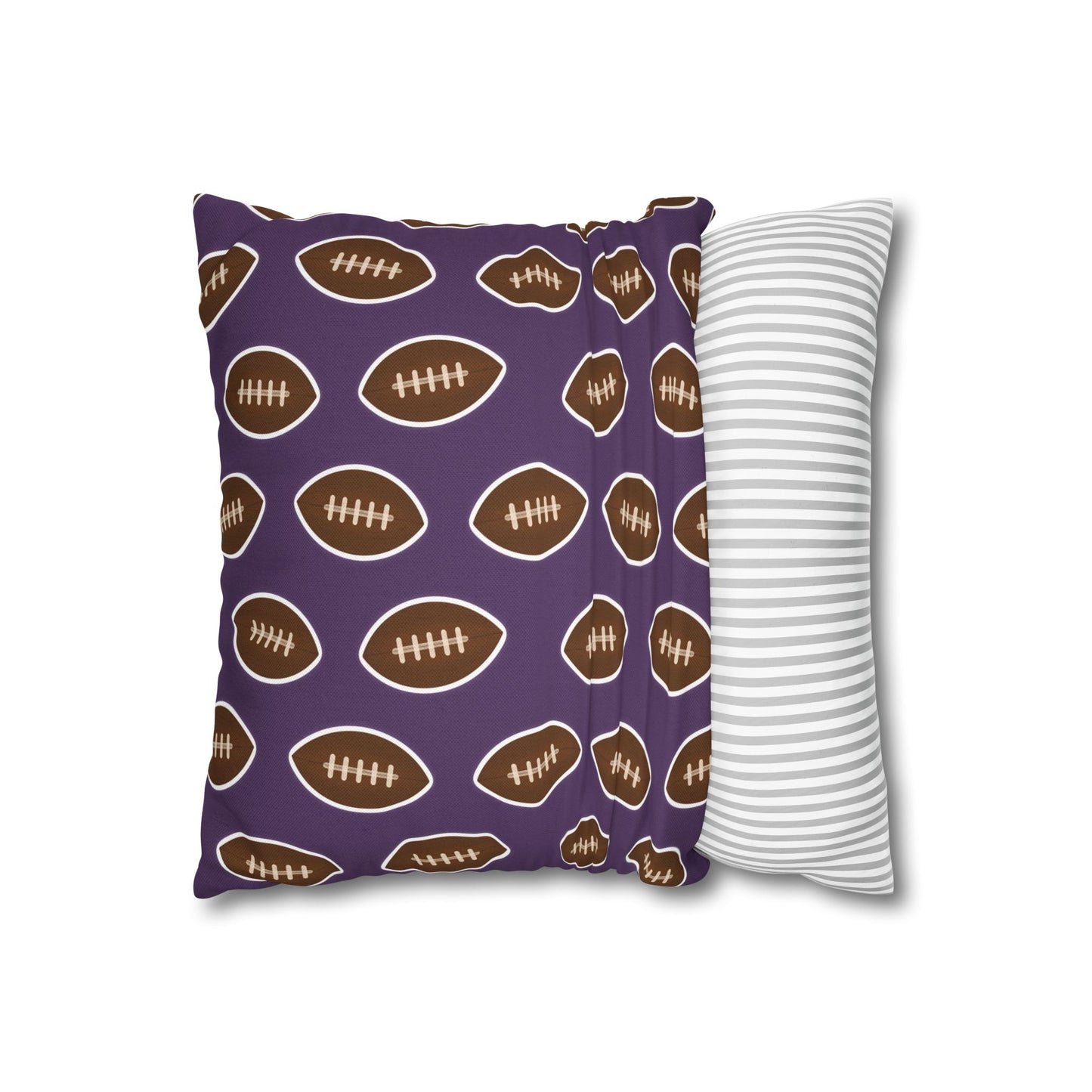 Hand-Drawn Football Throw Pillow Cover | Purple