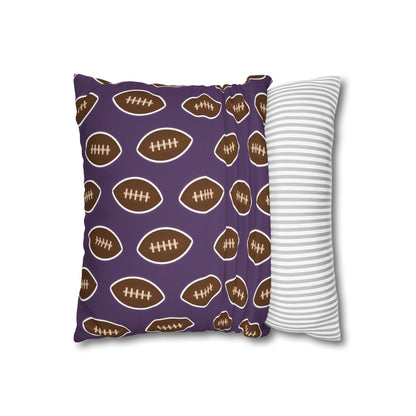 Hand-Drawn Football Throw Pillow Cover | Purple