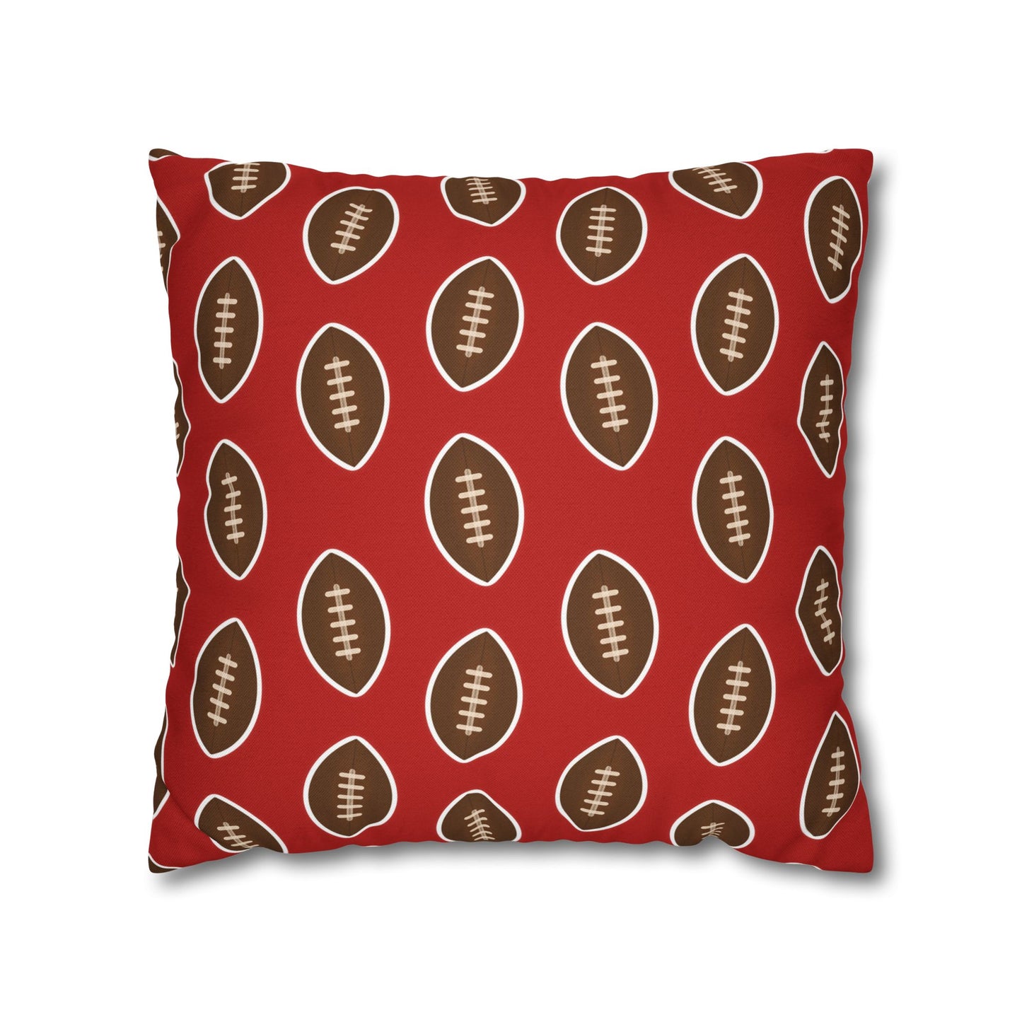 Hand-Drawn Football Throw Pillow Cover | Dark Red