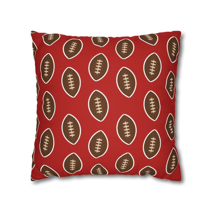 Hand-Drawn Football Throw Pillow Cover | Dark Red
