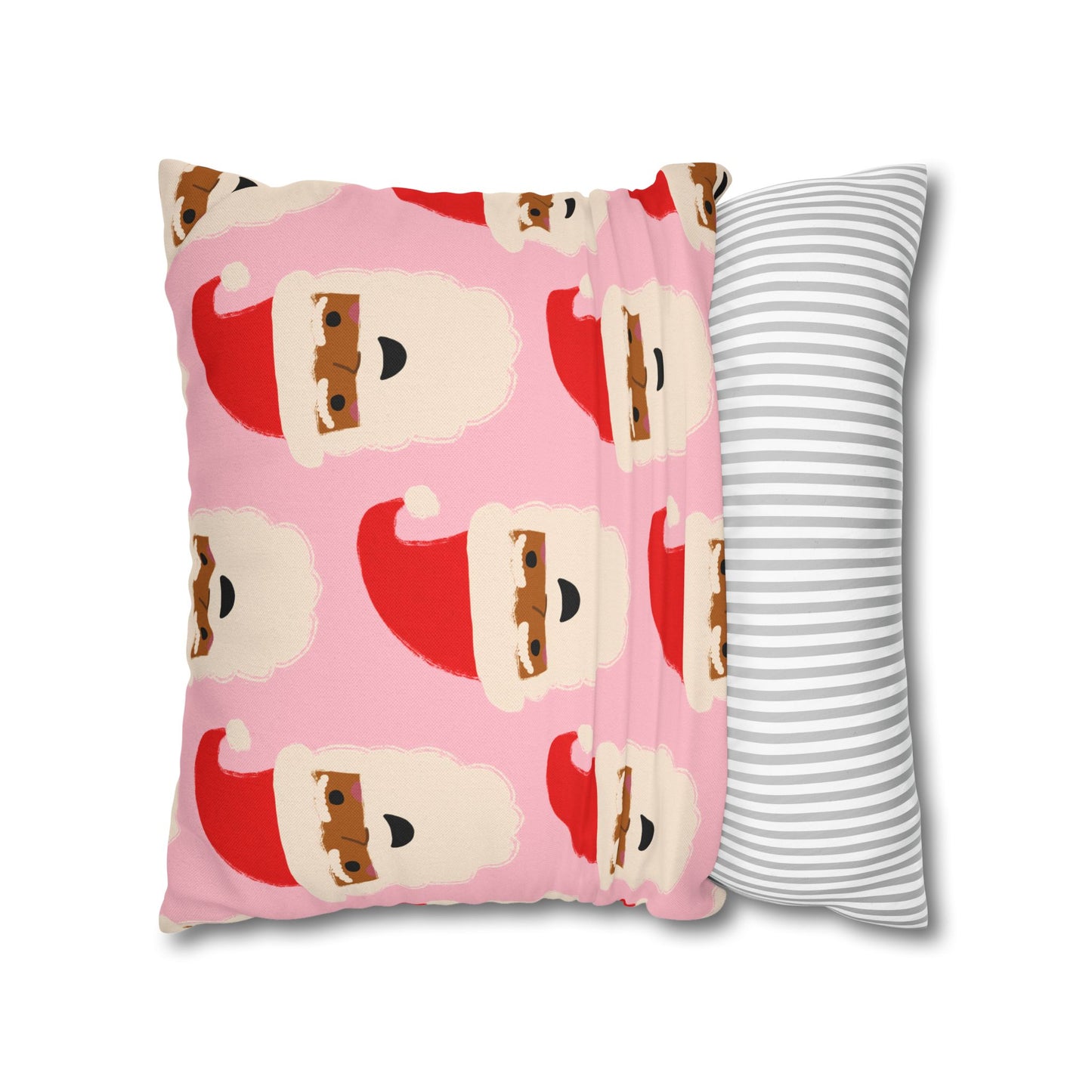 African American Santa Throw Pillow Cover | Pink