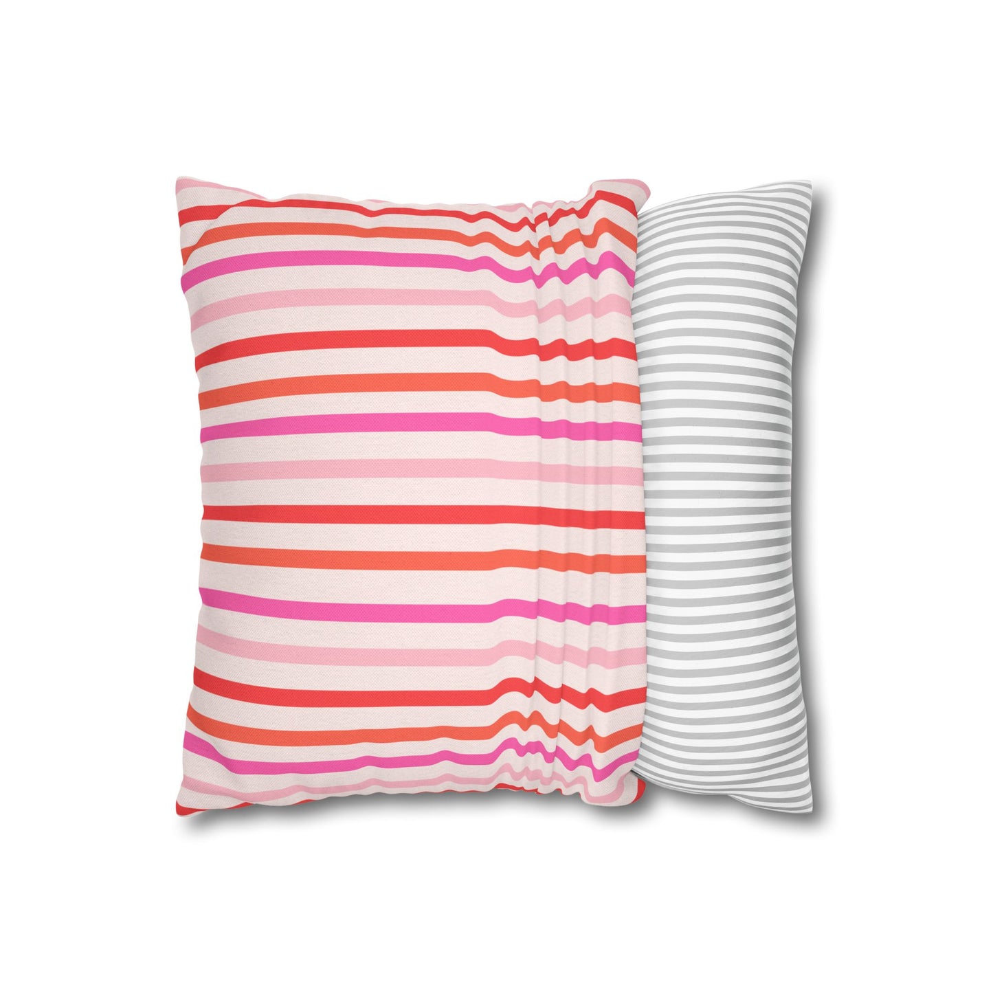 Pink and Orange Striped Pattern Throw Pillow Cover
