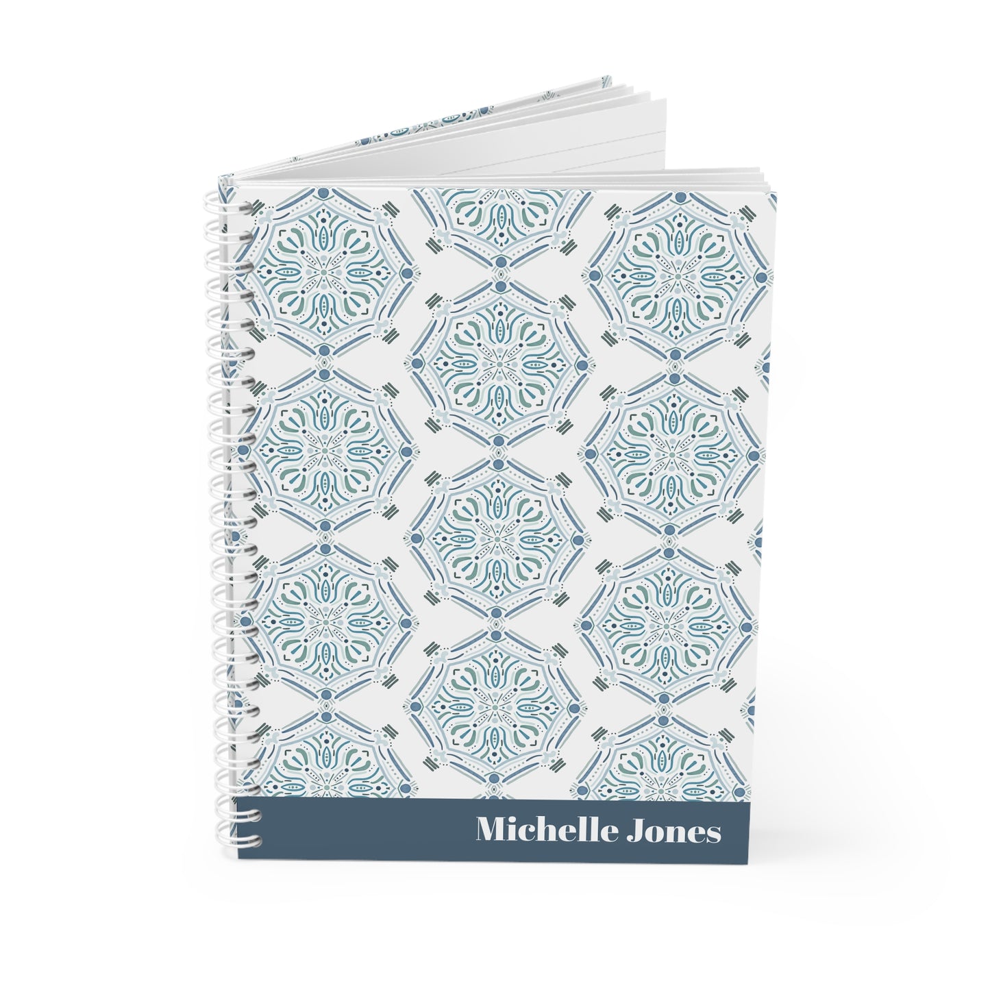 Custom Coastal Blue Mosaic Notebook