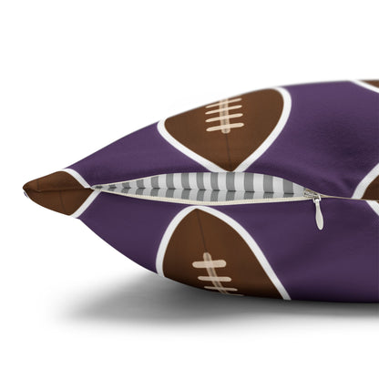 Hand-Drawn Football Throw Pillow Cover | Purple