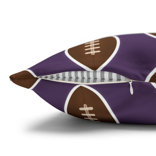 Hand-Drawn Football Throw Pillow Cover | Purple