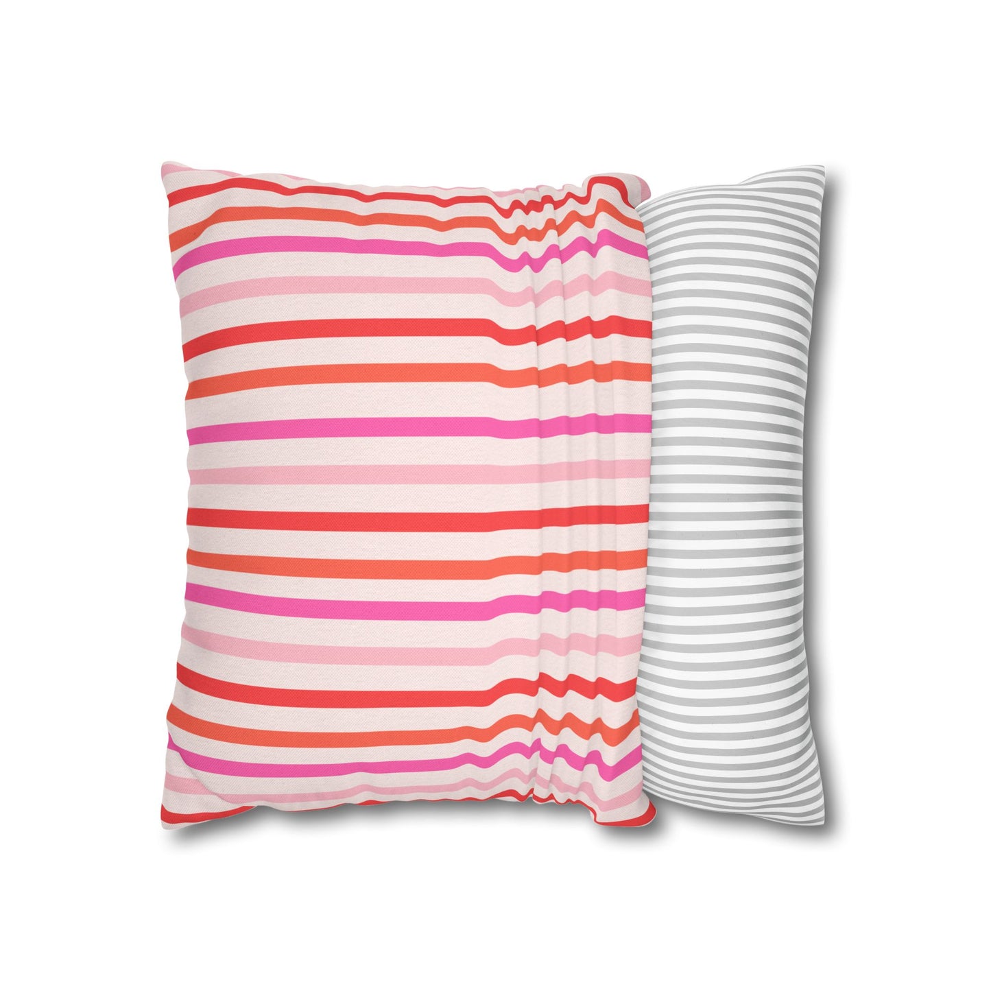 Pink and Orange Striped Pattern Throw Pillow Cover