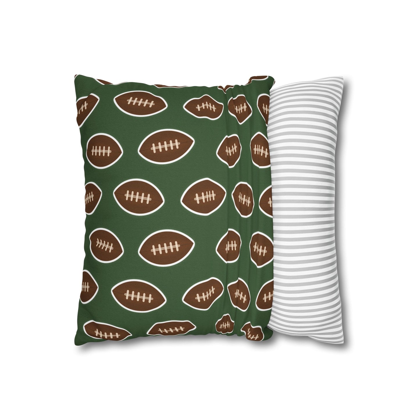 Hand-Drawn Football Throw Pillow Cover | Olive Green