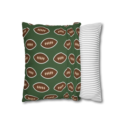 Hand-Drawn Football Throw Pillow Cover | Olive Green