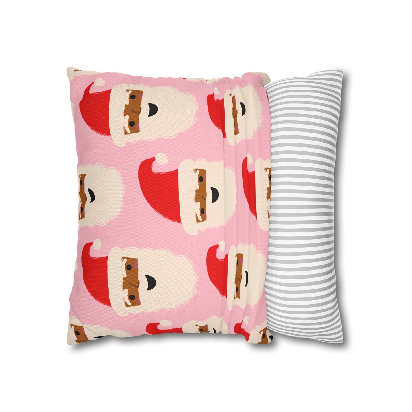 African American Santa Throw Pillow Cover | Pink