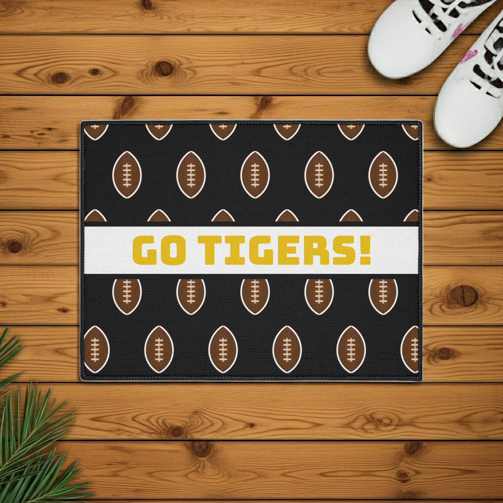 Custom Black Football Heavy Duty Doormat
