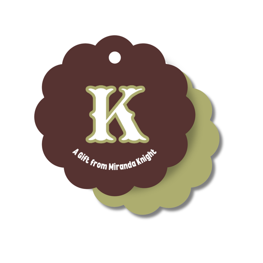 Monogram Fall Gift Tag Set | Brown/Olive
