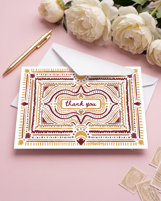 Art Deco Thank You Card Set | Crimson