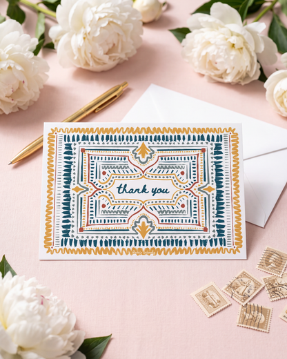 Art Deco Thank You Card Set | Teal