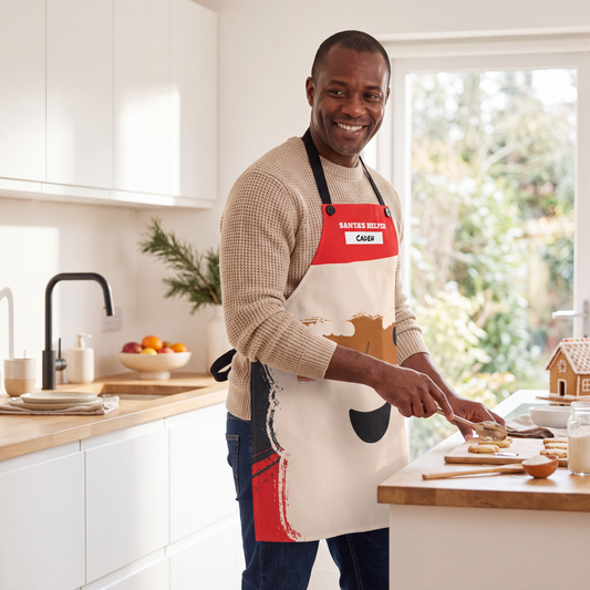 Personalized Chocolate Santa Apron | Black