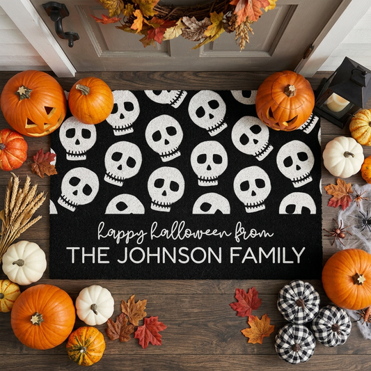 Custom Spooky Skull Halloween Doormat