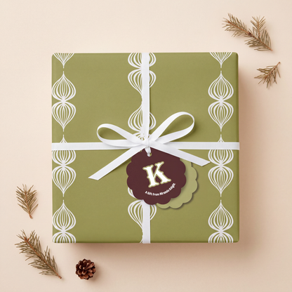Monogram Fall Gift Tag Set | Brown/Olive