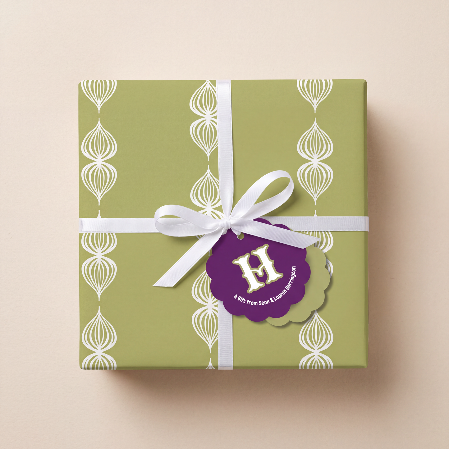 Monogram Fall Gift Tag Set | Purple/Olive