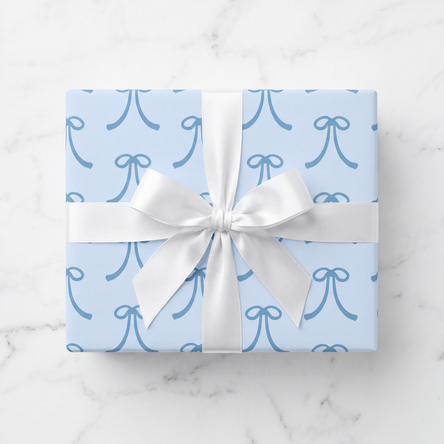 Blue Bow Gift Wrapping Paper