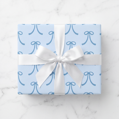 Blue Bow Gift Wrapping Paper