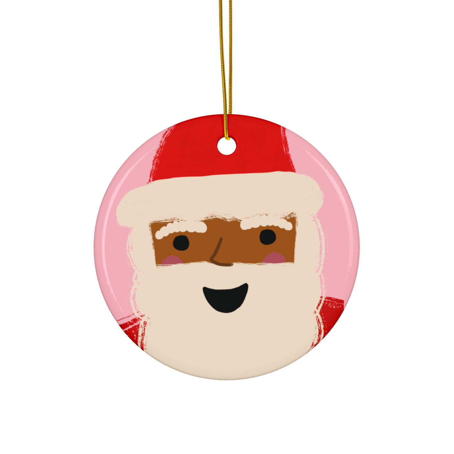 Happy Santa Christmas Ornament - African American