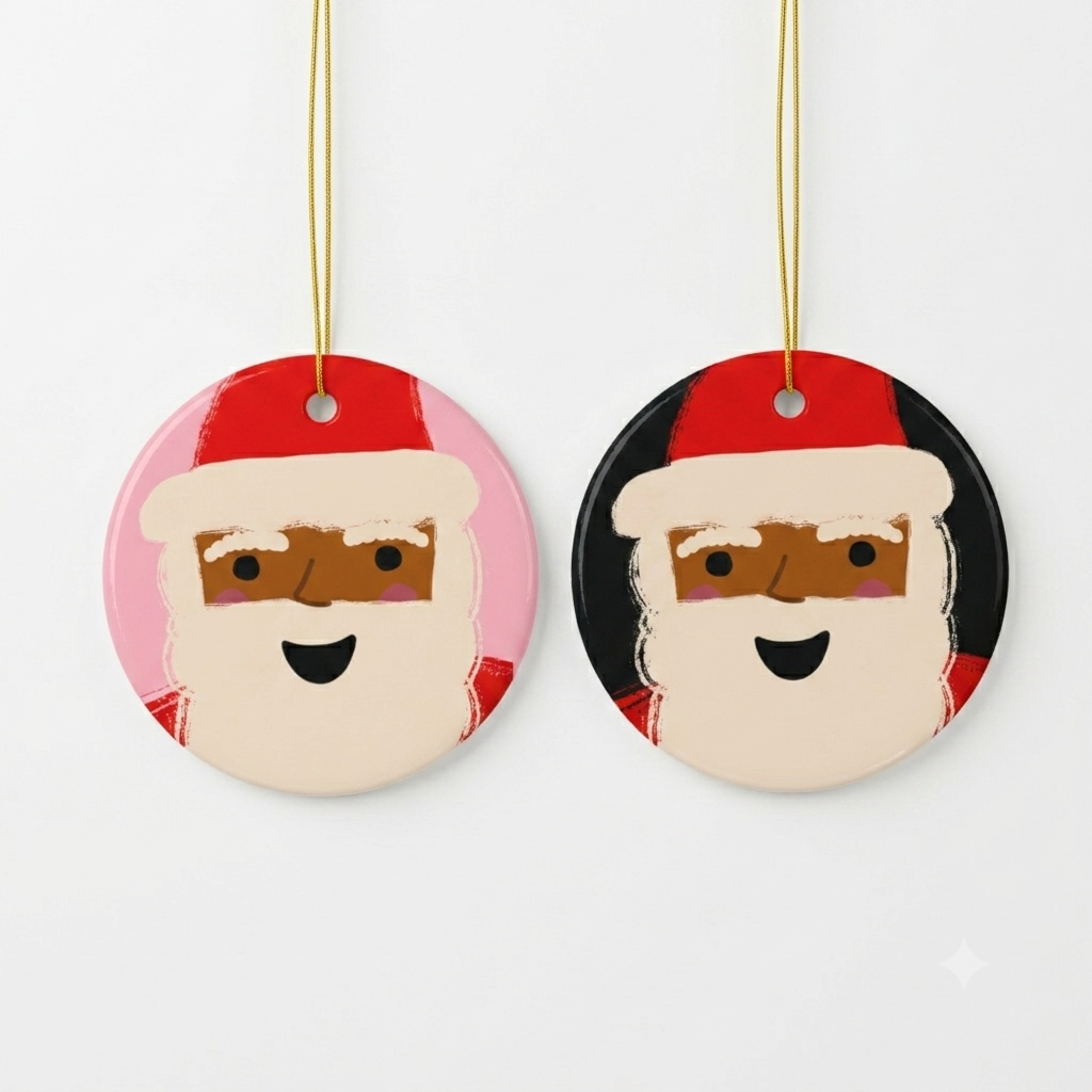 Happy Santa Christmas Ornament - African American