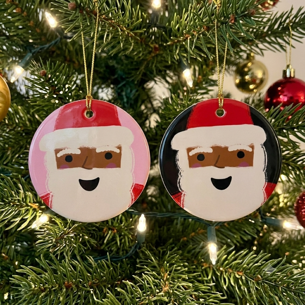 Happy Santa Christmas Ornament - African American