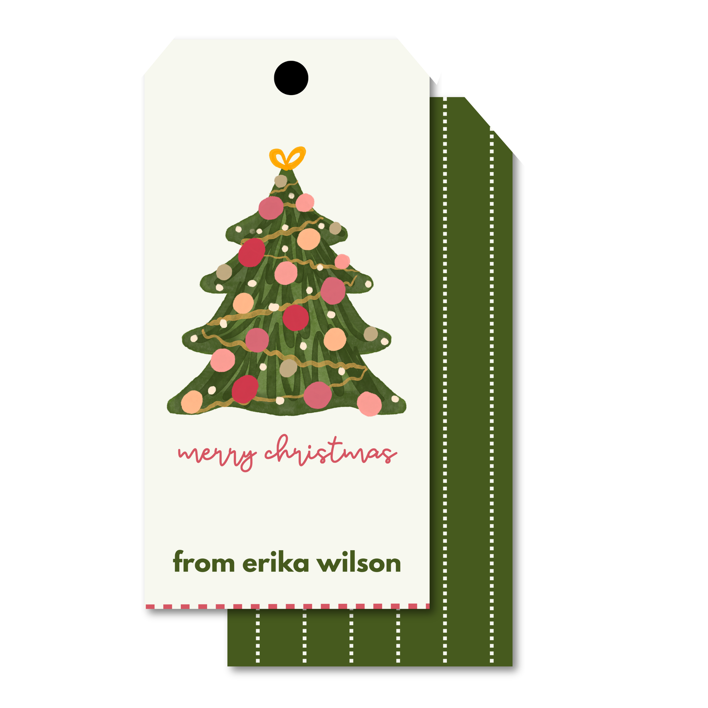 Pink Christmas Tree Gift Tag Set