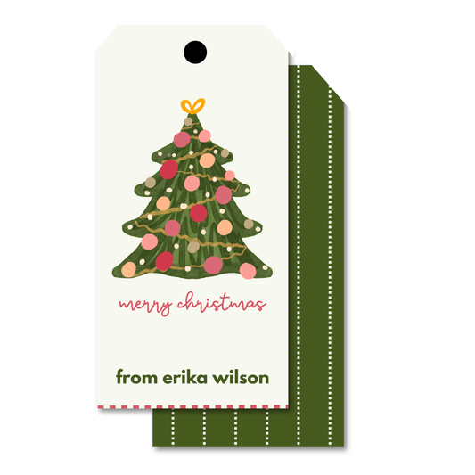 Pink Christmas Tree Gift Tag Set