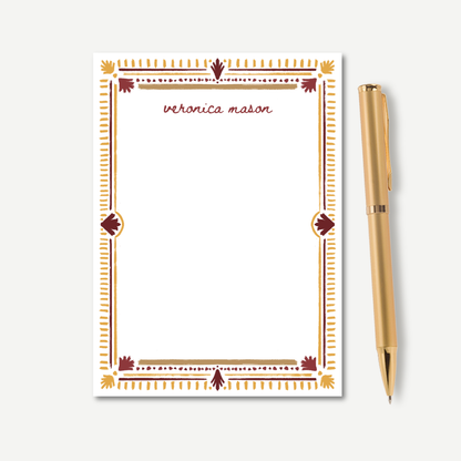 Personalized Art Deco Notepad | Crimson