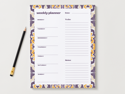 Weekly Planner Notepad | Purple & Gold