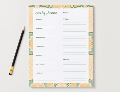 Floral Weekly Planner Notepad | Yellow & Green