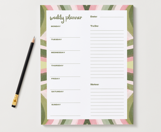 Weekly Planner Notepad | Pink & Green