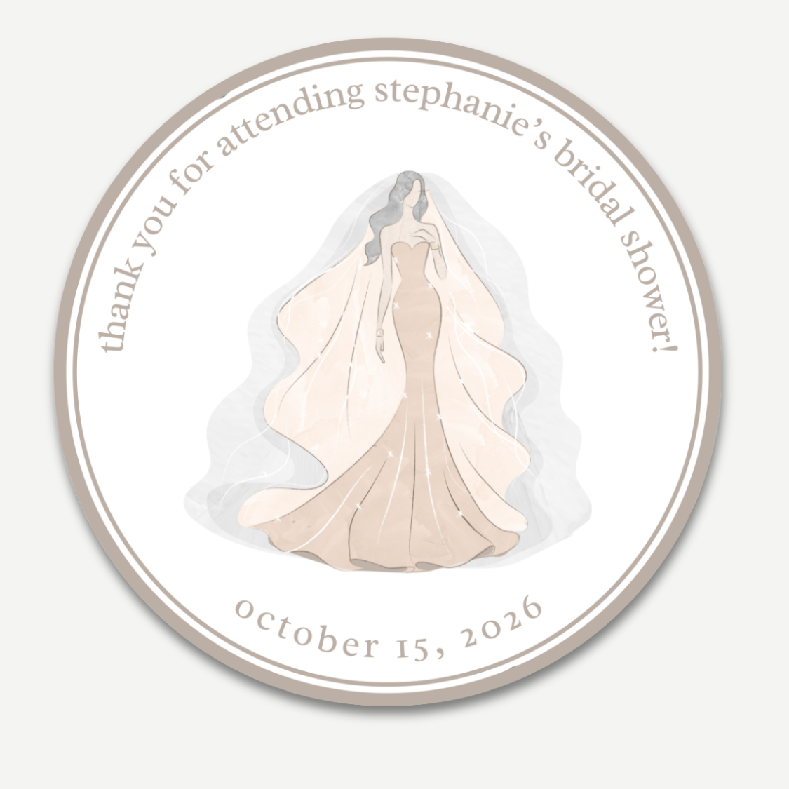 Bridal Shower Sticker Set in Beige