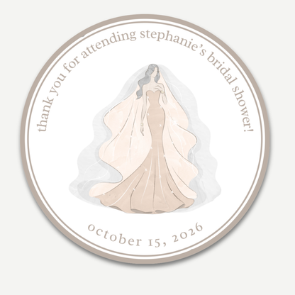 Bridal Shower Sticker Set in Beige