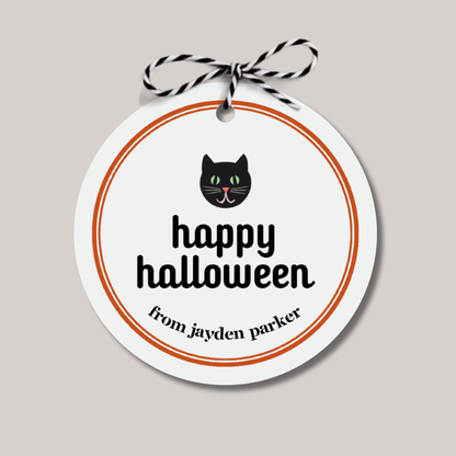 Halloween Black Cat Party Tag Set