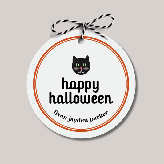 Halloween Black Cat Party Tag Set