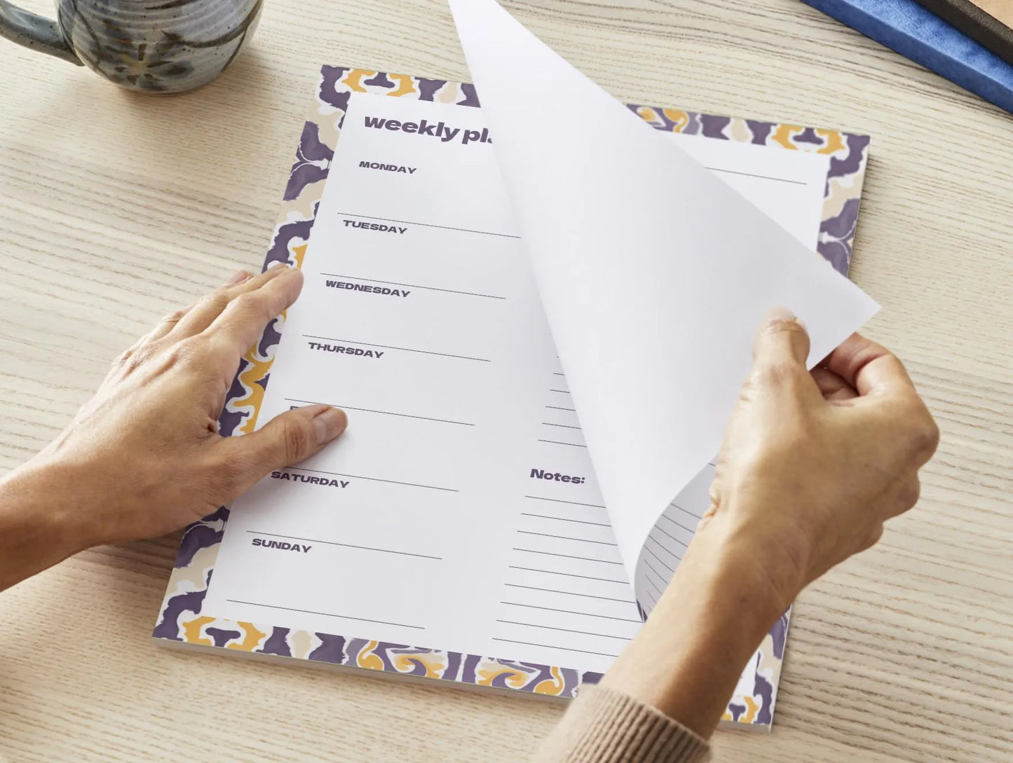 Weekly Planner Notepad | Purple & Gold