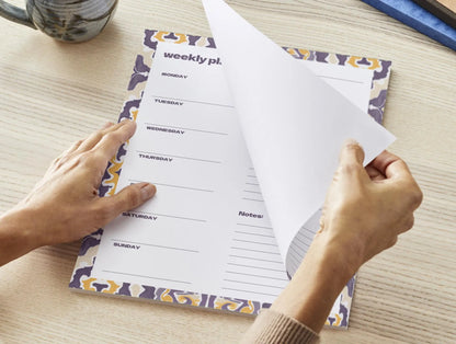 Weekly Planner Notepad | Purple & Gold